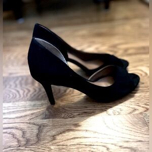 H&M / Black Suede / Open Toe Heels / 7